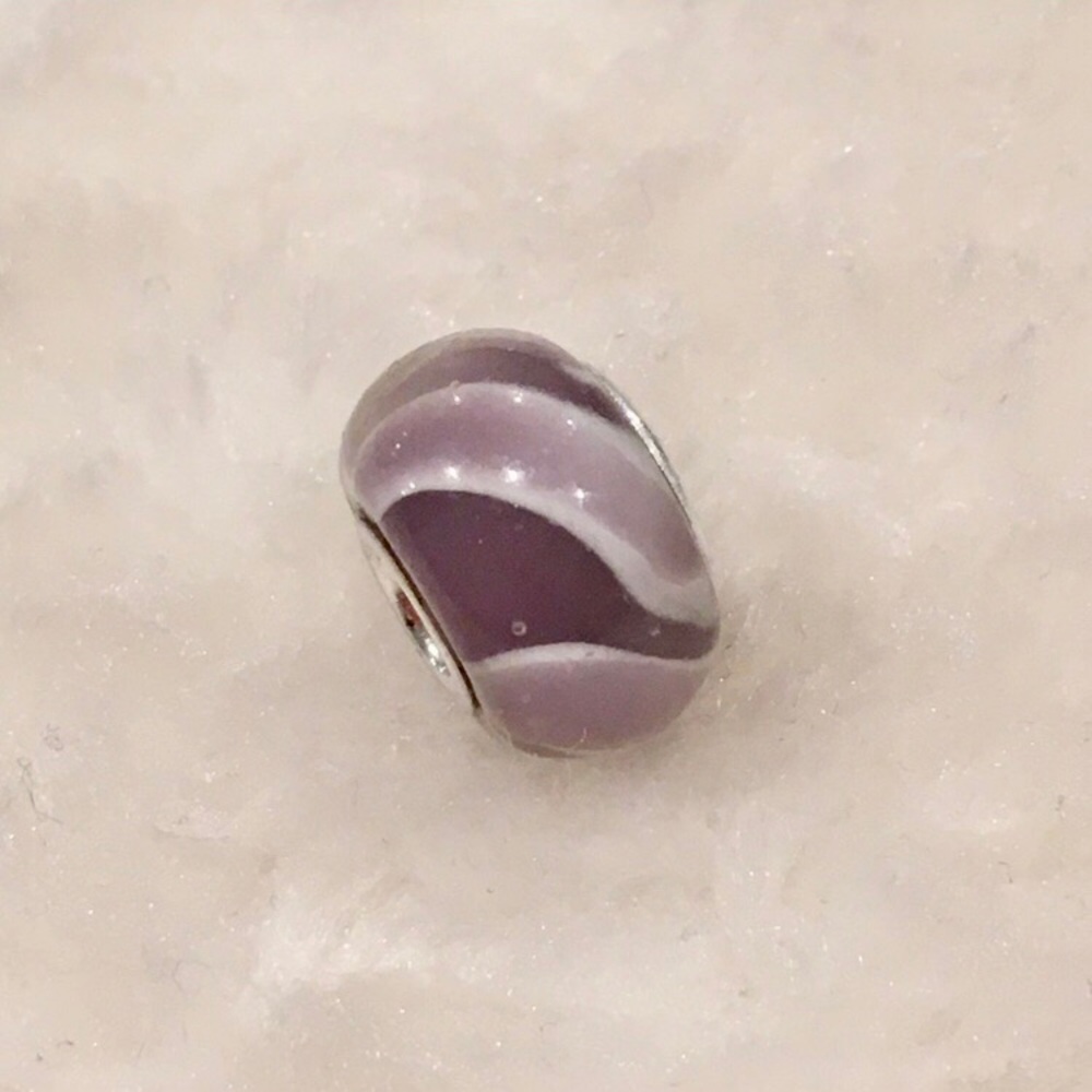925 Silver & Purple Swirl Charm Bead